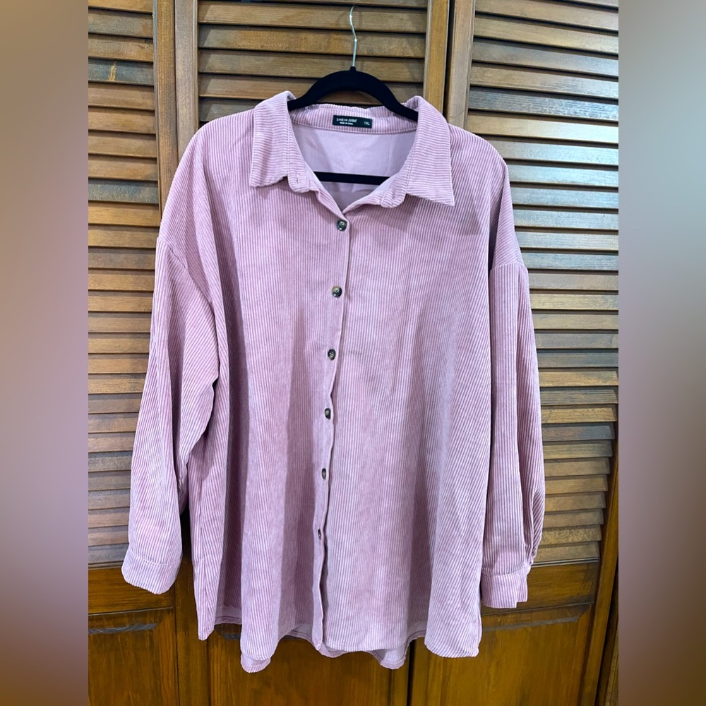 Pink corduroy button up